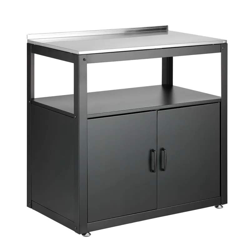 Gardeon Outdoor Storage Cabinet Garden Potting Bench Stainless Steel Table Top Black
