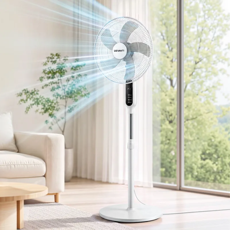 DEVANTI 16" Pedestal Fan with Remote 3 Speeds 8H Timer