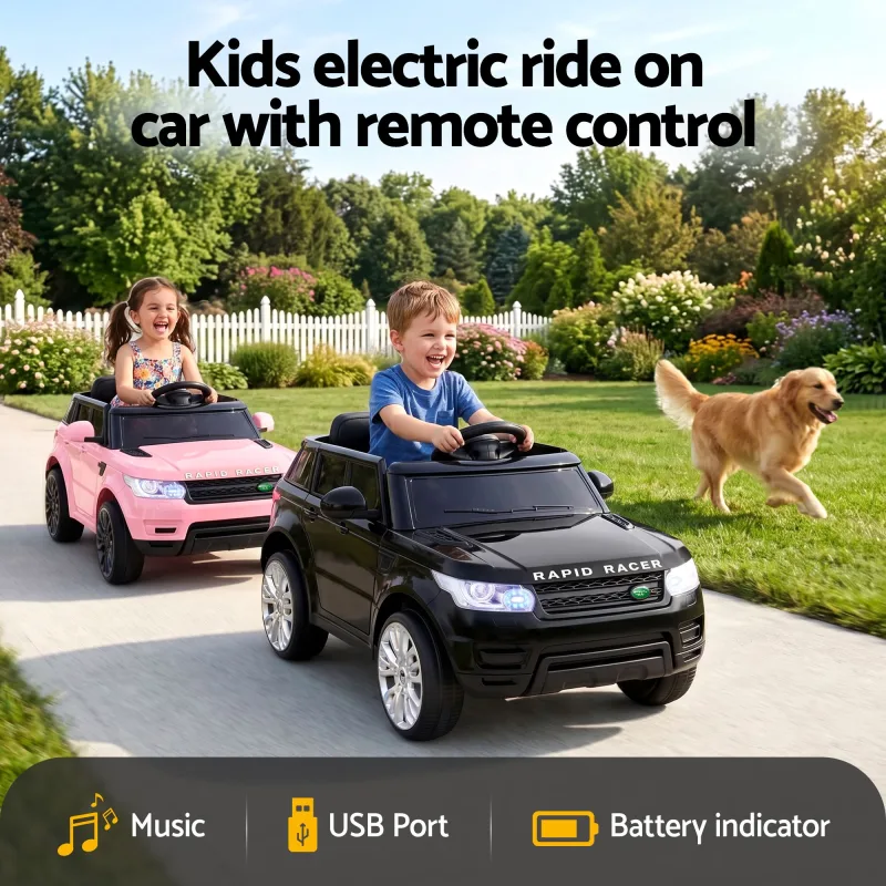 Rigo Kids Electric Ride On Car Black Pink Ride-On Toy with Remote Control