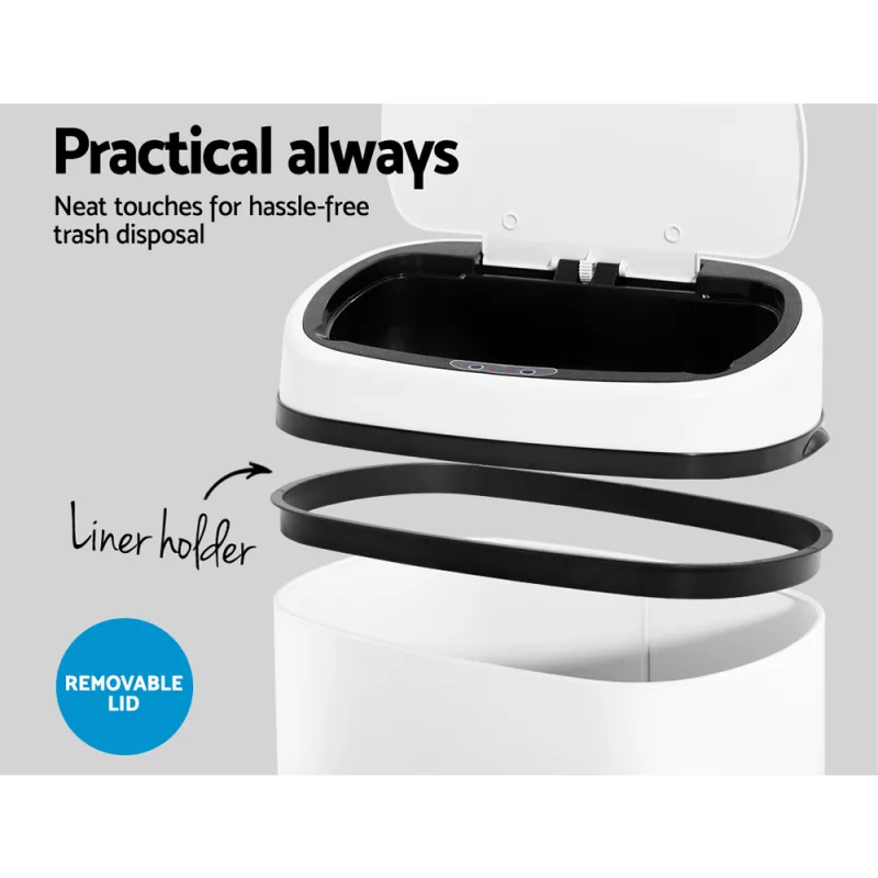 Devanti 68L Motion Sensor Bin Rubbish Automatic – White