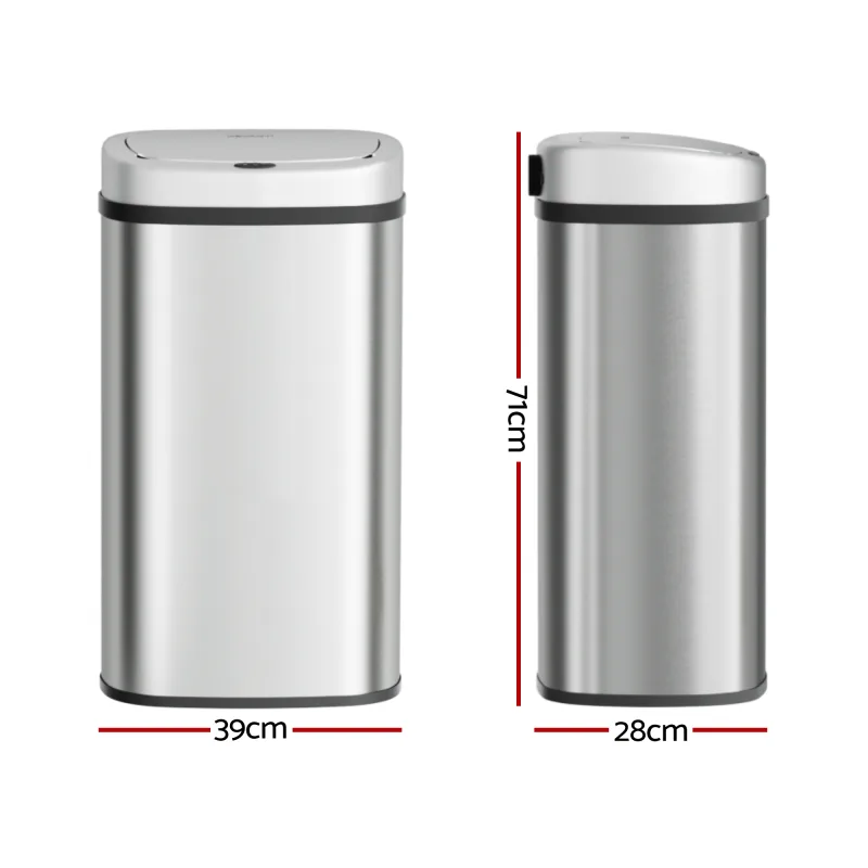 Devanti 60L Sensor Bin Motion Rubbish Automatic Silver