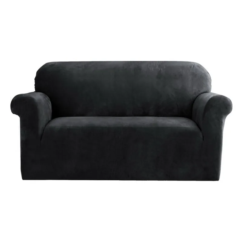Artiss Sofa Cover Couch Covers 2 Seater Velvet – Black