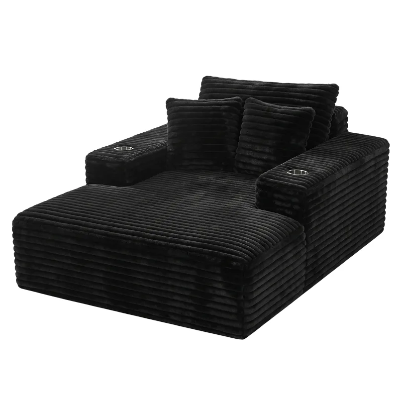 Artiss Sofa Bed Lounge Chair Sleeper Couch Chaise Single Seater Faux Fur Black