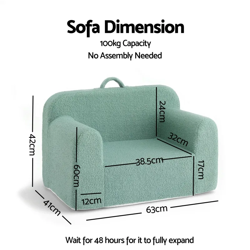 Artiss Kids Sofa Toddler Foam Couch with Carry Handle Mint Green