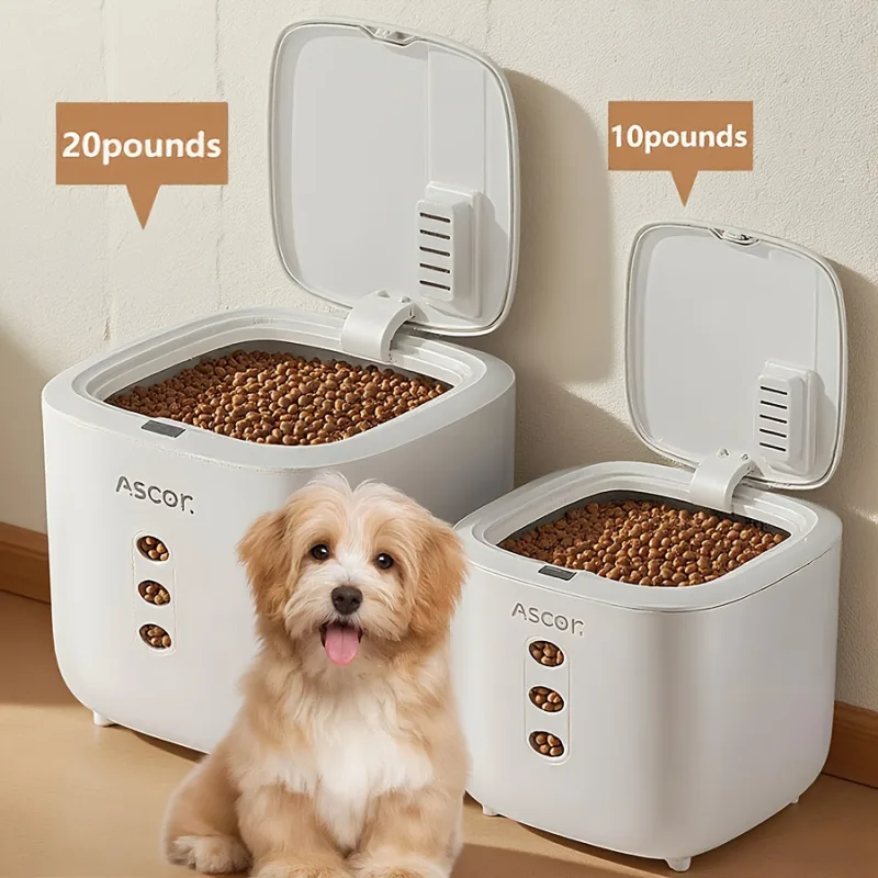 20LB Sealed Pet Food Storage Container | Heavy-Duty Square PP Dispenser with Flip Lid, Easy to Clean, Suitable for Kitchen Pantry