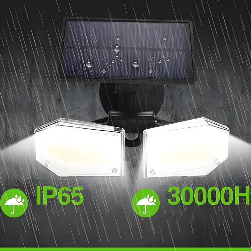 2-Pack Solar Motion Sensor Wall Lights: Double-Head Adjustable Cob LED Outdoor Lights for Garden, Patio & Pathway