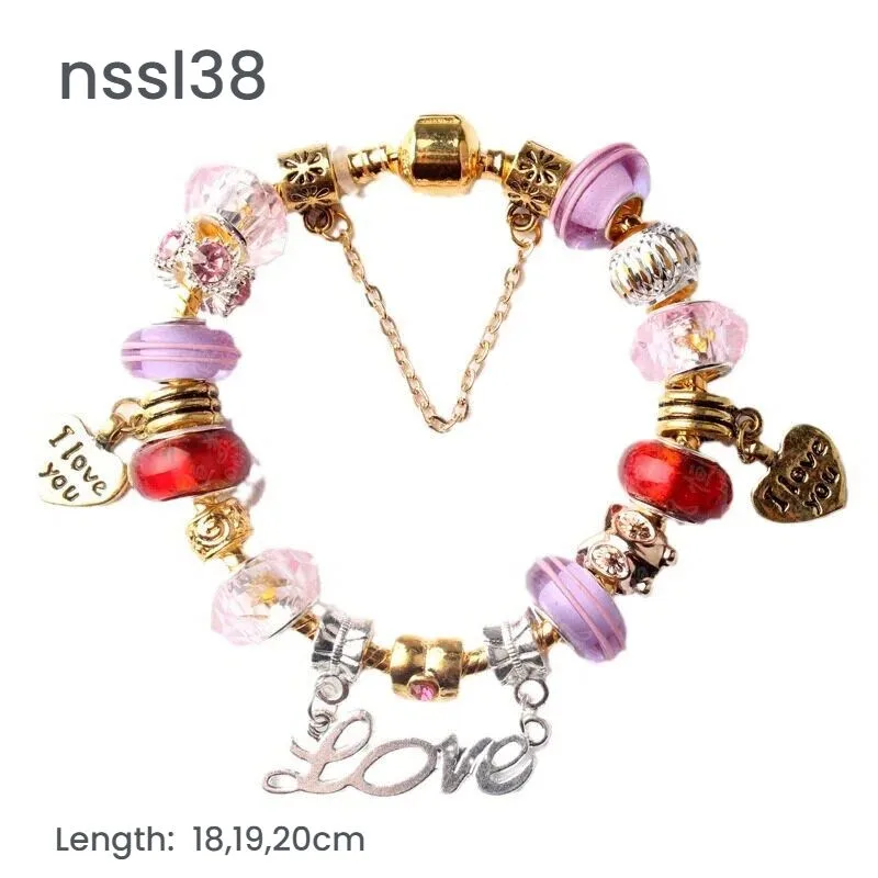 11 Styles Charm Bracelets Set,Colorful Alloy & Glass Beaded – Double