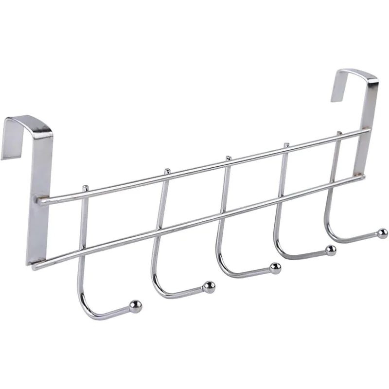 1 Piece Over The Door Hooks, Door Hanger, Over The Door Towel Rack, Door Coat Towel Hanger Door Coat Rack,No Drilling, Black, 24.6 x 8.9 x 5.3 cm