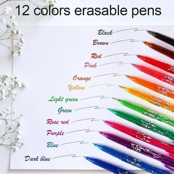 12-pack Erasable Gel Ink Pens – Erasable for precise writing