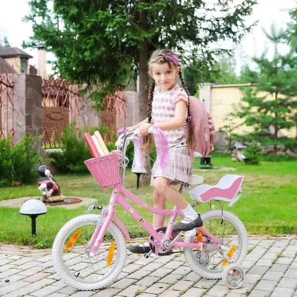 Pink Purple Children’s Bicycle Basket with Adjustable Front Straps