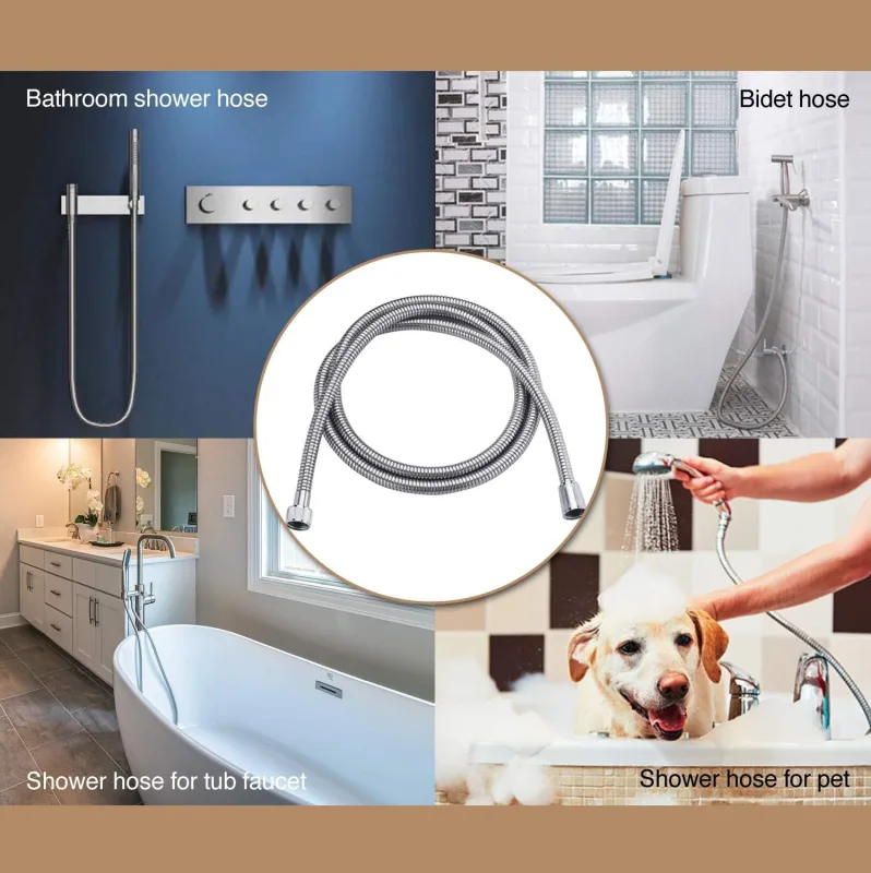 3m Shower Hose – Stainless Steel Shower Hose Silver Silver