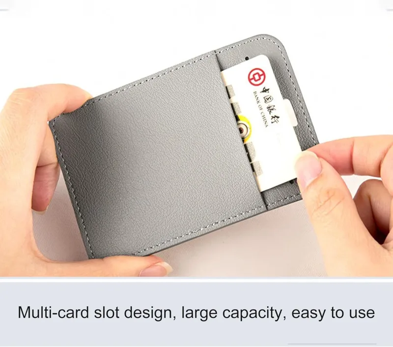 1 Pcs Leather ID Badge Holder – Horizontal, Black, Multiple Card Slots for Offices, Staff, Students, Employees