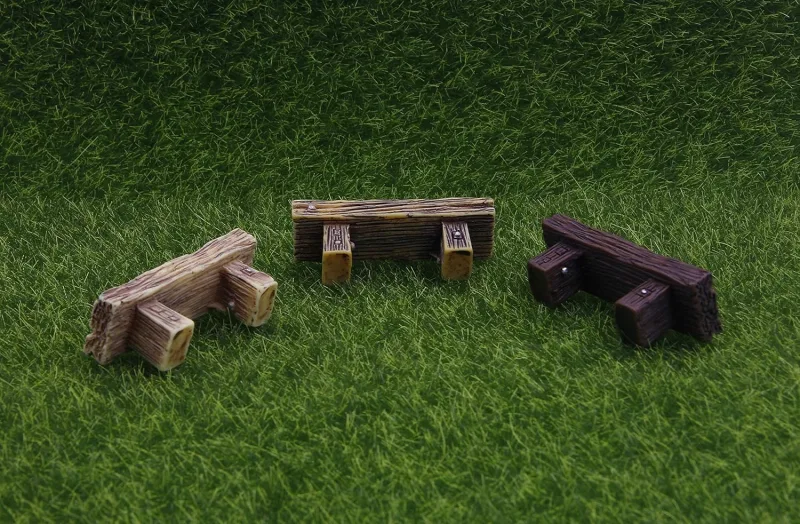 3Pcs Mini Resin Bench Miniature Fairy Garden Bench Dollhouse Accessories Statue DIY Decor Gift