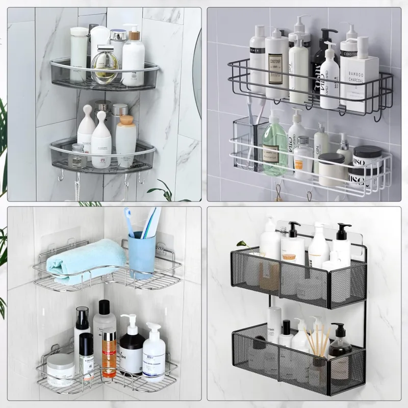 2 Pack Transparent Shower Caddy Adhesive for Replacement, No Drilling , Soap Holder, Bathroom Storage Shelves and Kitchen Racks