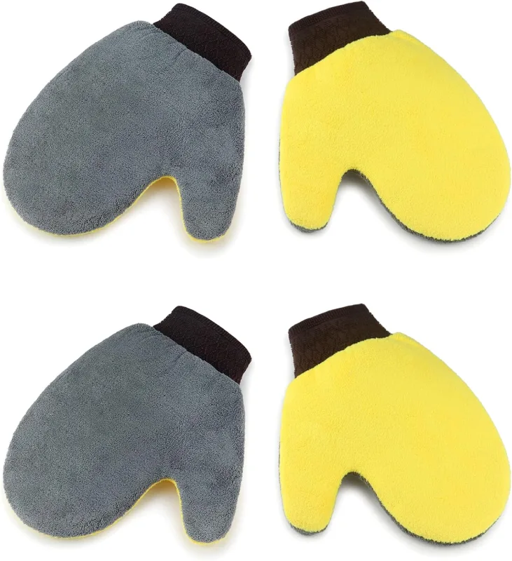 4 Pack Painter’s Gloves, Soft Microfiber Terry Mitts for Cleaning, Dusting, and Painting