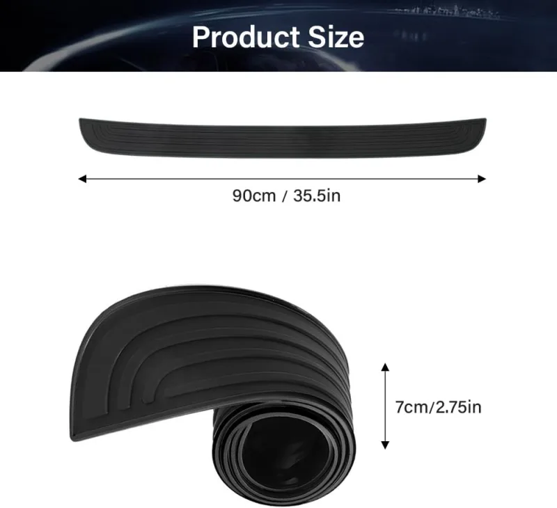 35.4″X2.7″Auto Rear Bumper Protector Cover, Auto Scratch-Resistant Non-Slip Rubber Backup Door Entry Cover, Suitable for Most Cars and Suvs, Black.