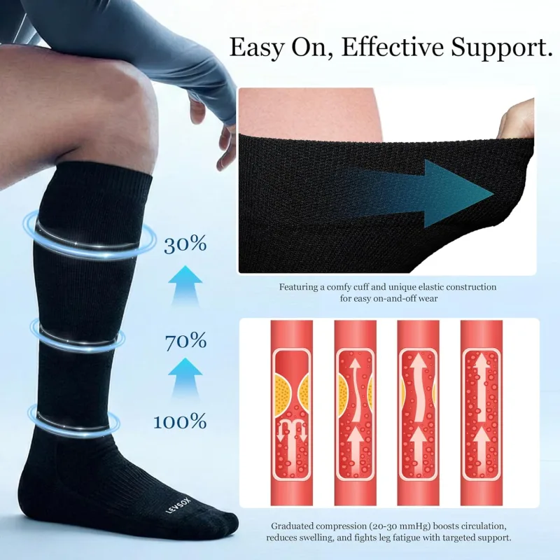 Bamboo Viscose Graduated Compression Socks for Women&Men – Chioned Knee-High 20-30 mmHg Support Socks