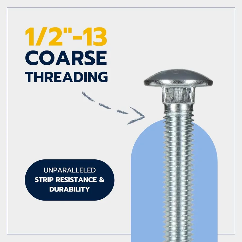 1/2″ x 4″ (25 Pack) Zinc Carriage Bolt Kit, Grade 307A by Makers Bolt