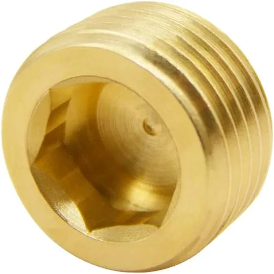 5PCS 1/2″ NPT Male Brass Pipe Plug Counter Sunk Internal Hex Thread Pipe Plug