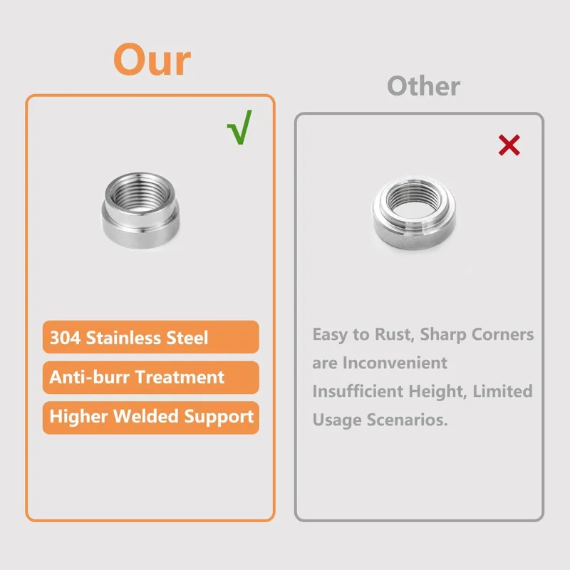4 Pcs O2 Sensor Bung, 304 Stainless Steel M18x1.5 O2 Bung Weld in, Oxygen Sensor Bung Stepped Style
