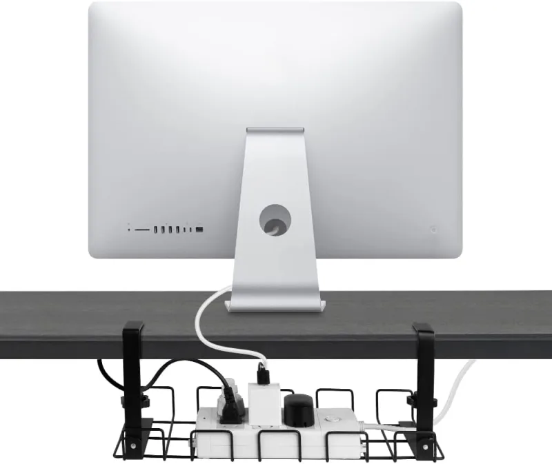 2 pack Under Desk Cable Management Tray – Black