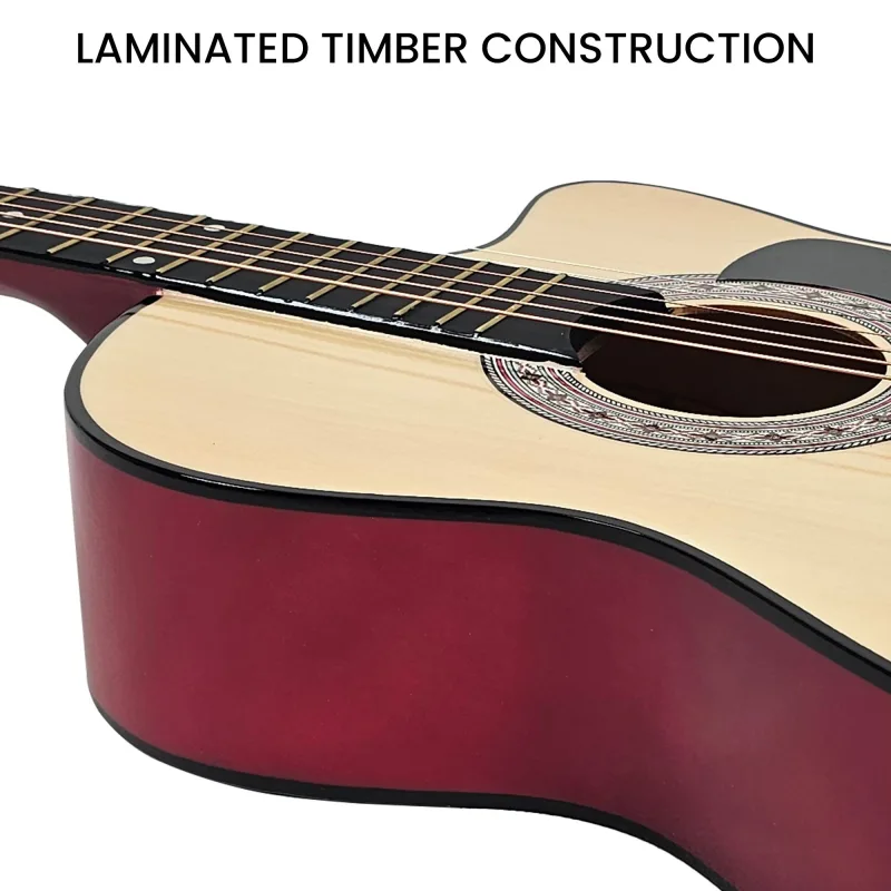 Karrera 38in Pro Cutaway Acoustic Guitar with guitar bag – Natural