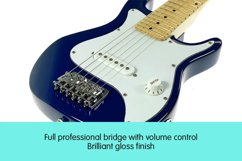 Karrera Kids Electric Guitar Junior Beginner Double Cutaway Scaled-Down Instrument for Children – Blue