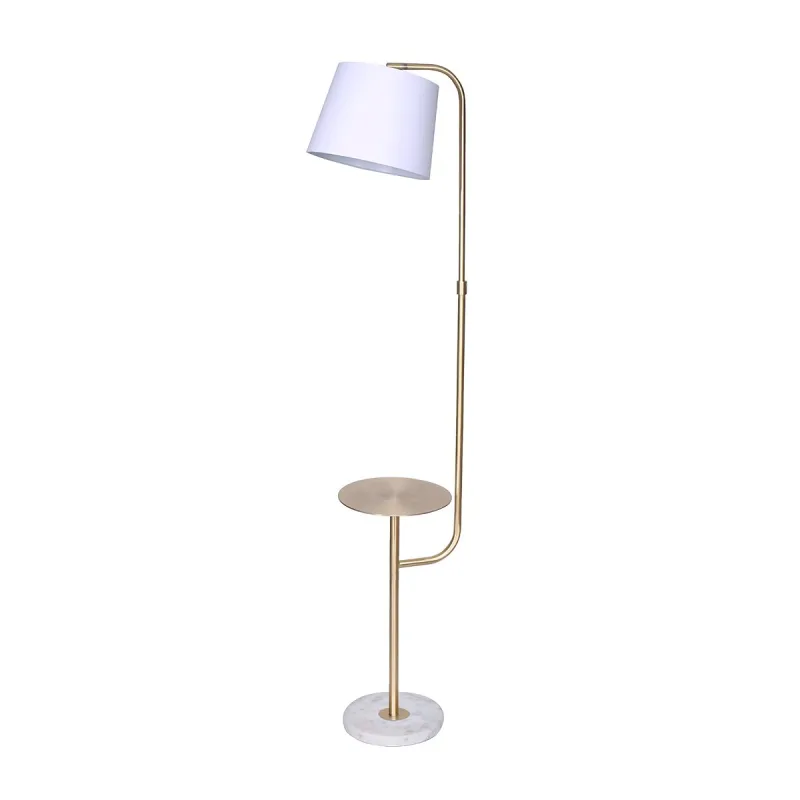 Sarantino Brushed Brass Floor Lamp with Built-in Metal End Table Marble Base Foot Switch Standing Light Sarantino Brushed Brass Floor Lamp with Built-in Metal End Table Marble Base Foot Switch Standing Light