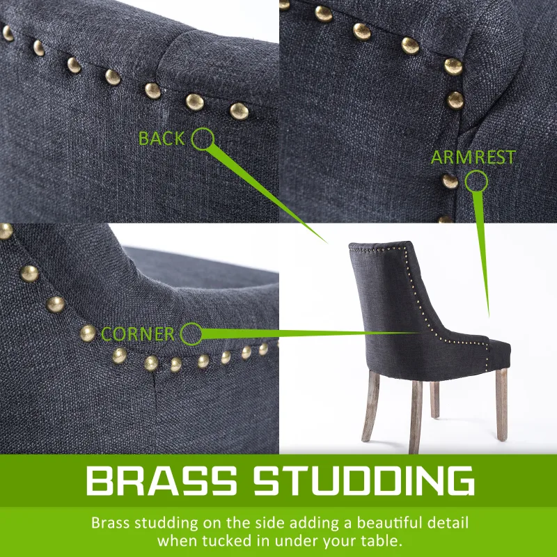 4X French Provincial Dining Chair Oak Leg AMOUR – Black