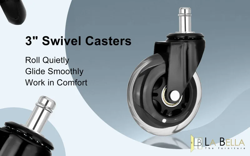 5X 3” Rollerblade Style Wheels Office Chair Casters – Slient Smooth, 11x22mm Stem