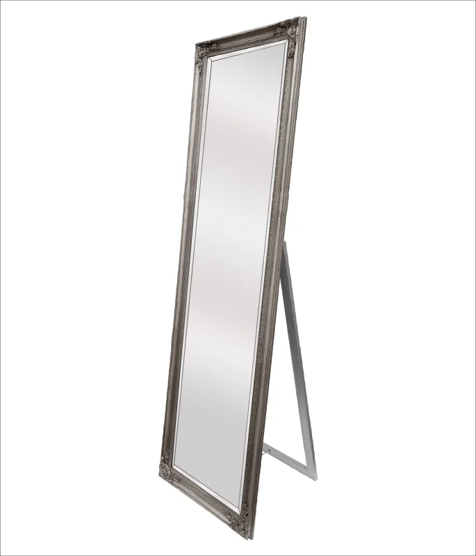 French Provincial Ornate Mirror - Antique Silver - Free Standing 50cm x 170cm French Provincial Ornate Mirror - Antique Silver - Free Standing 50cm x 170cm