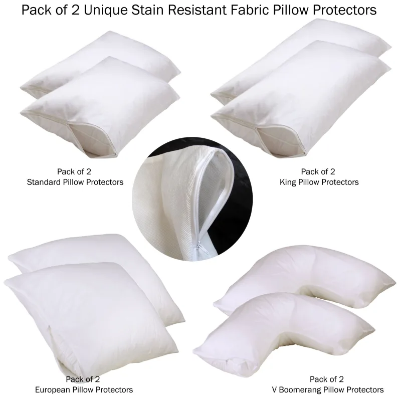 Set of 2 Stain Resistant Pillow Protectors – V Boomerang