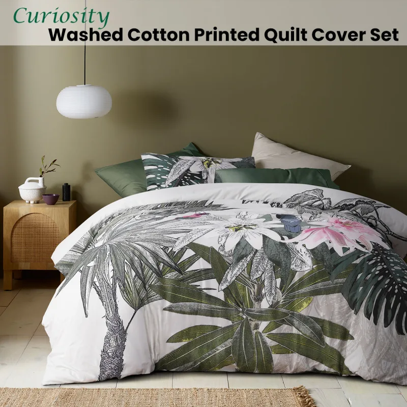 Accessorize Curiosity Washed Cotton Printed Quilt Cover Set – Queen