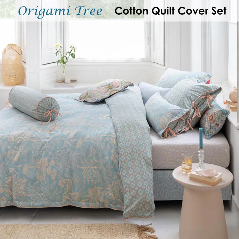 PIP Studio Origami Tree Light Blue Quilt Cover Set – Queen