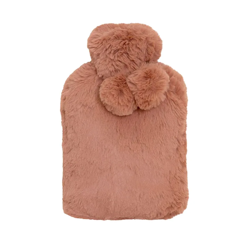 J.Elliot Home Amara Hot Water Bottle with Super Plush Faux Fur Cover – Clay Pink