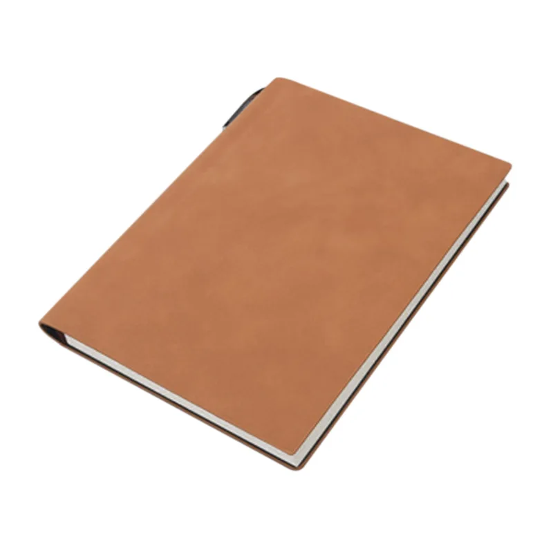 A5 200 Pages Fashion Glued PU Leather Cover Journal Travel Notebook Travellers Diary – Brown