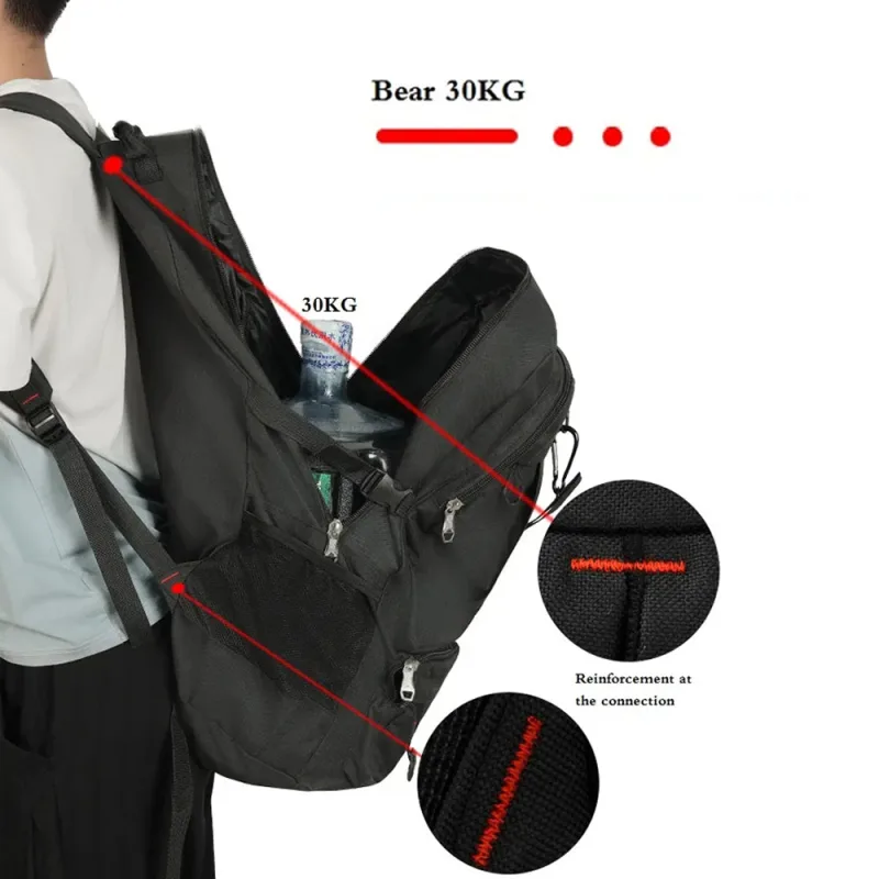 60L Travel Boarding Backpack Outdoor Trekking Luggage Hiking Camping Rucksack Large Capacity Storage Backpack – Khaki