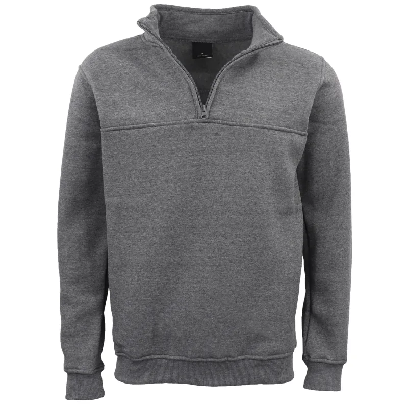 New Men’s Unisex Adult Half-Zip Fleece Jumper Pullover Stand Collar Jacket Shirt – Dark Grey, 2XL