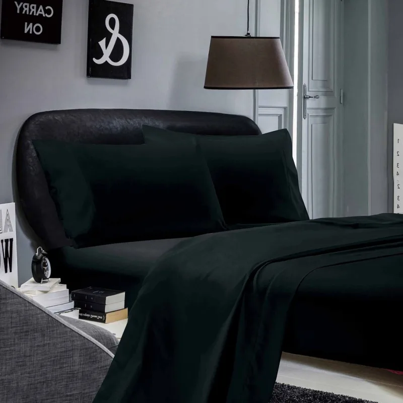1000TC Ultra Soft Double Size Bed Black Flat & Fitted Sheet Set 1000TC Ultra Soft Double Size Bed Black Flat & Fitted Sheet Set