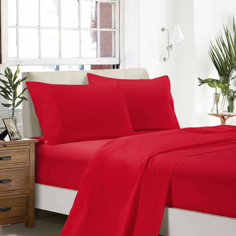 1000TC Ultra Soft Queen Size Bed Red Flat & Fitted Sheet Set 1000TC Ultra Soft Queen Size Bed Red Flat & Fitted Sheet Set