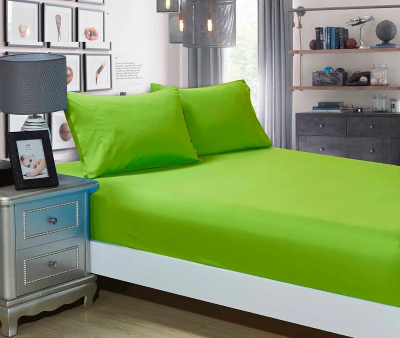 1000TC Ultra Soft Fitted Sheet & 2 Pillowcases Set - Super King Size Bed - Green 1000TC Ultra Soft Fitted Sheet & 2 Pillowcases Set - Super King Size Bed - Green