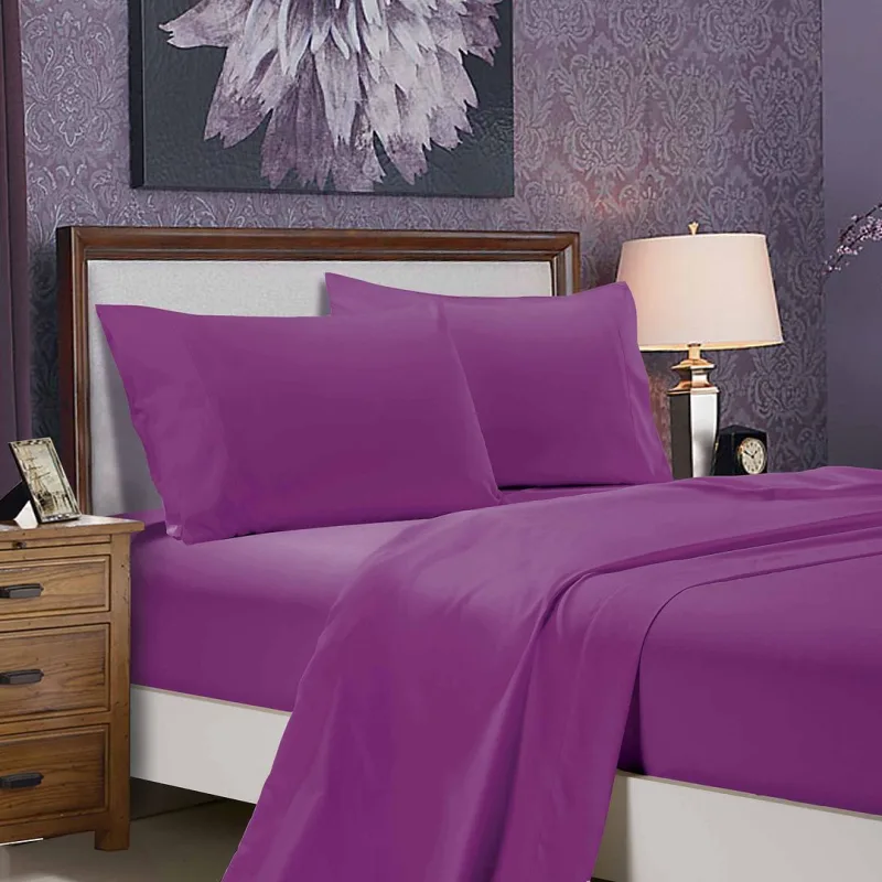 1000TC Ultra Soft Single Size Bed Purple Flat & Fitted Sheet Set 1000TC Ultra Soft Single Size Bed Purple Flat & Fitted Sheet Set