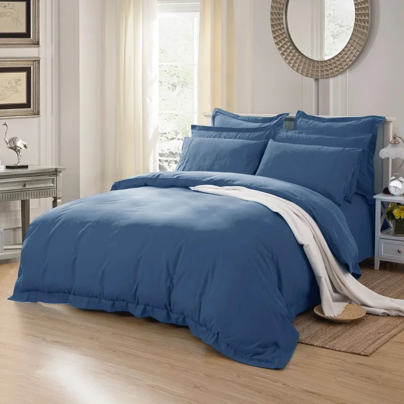 1000TC Tailored King Size Quilt/Duvet Cover Set – Greyish Blue