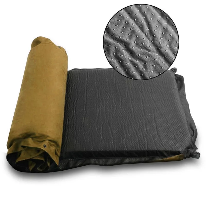 Self Inflating Mattress Sleeping Suede Mat Air Bed Camping Camp Hiking Joinable – beige