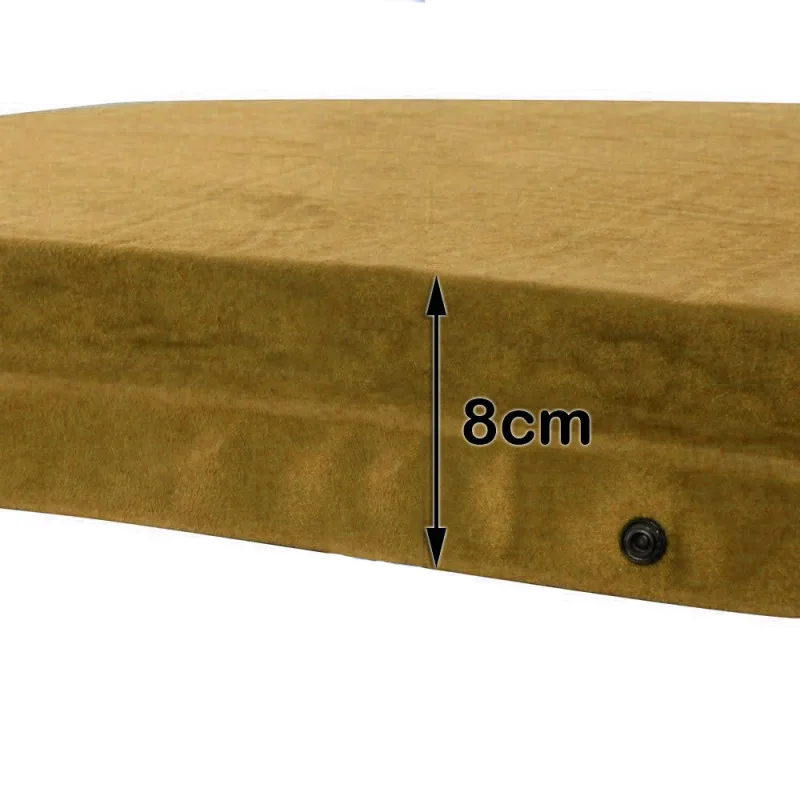 Self Inflating Mattress Sleeping Suede Mat Air Bed Camping Camp Hiking Joinable – beige