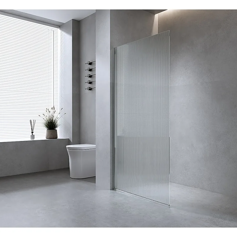 100cm Reeded Glass Shower Screen with Wall Channel and Floor Channel