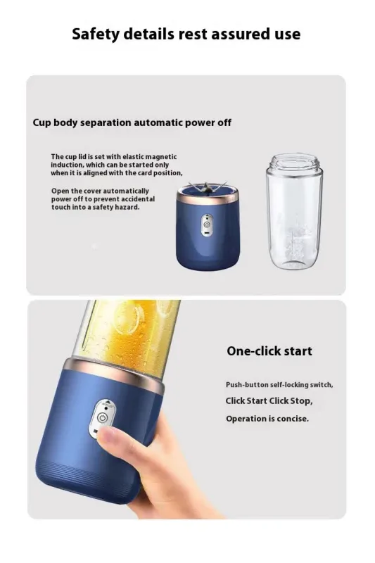 Portable High-Speed Blender with USB Rechargeable Battery – 2-in-1 Bottle and Cup Design, Compact and Powerful (pink)