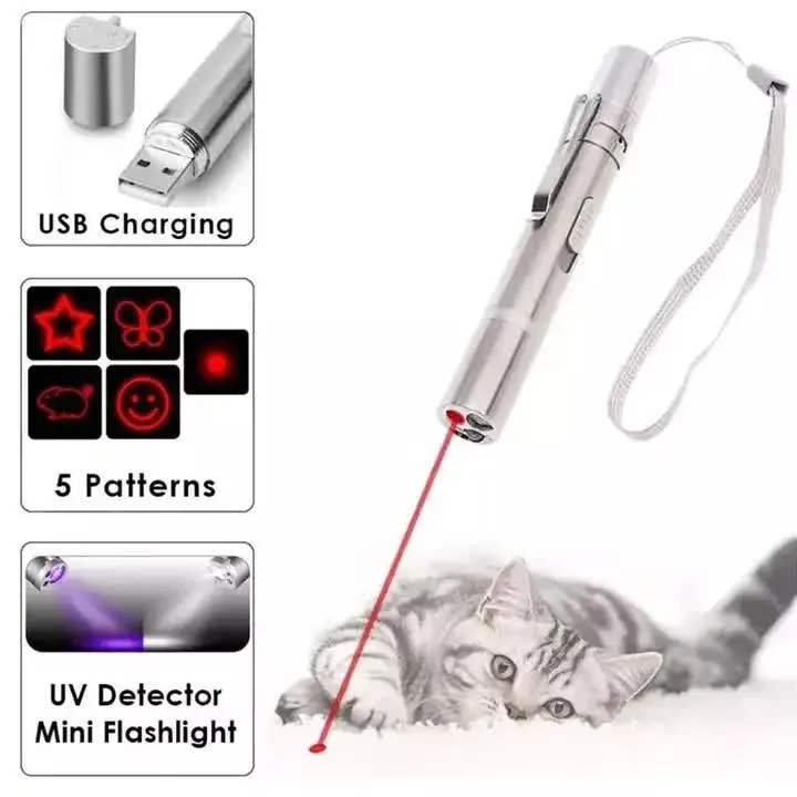 2PCS USB Rechargeable Multifunctional Laser Pointer for Cats – Interactive Toy with Star and Butterfly Patterns