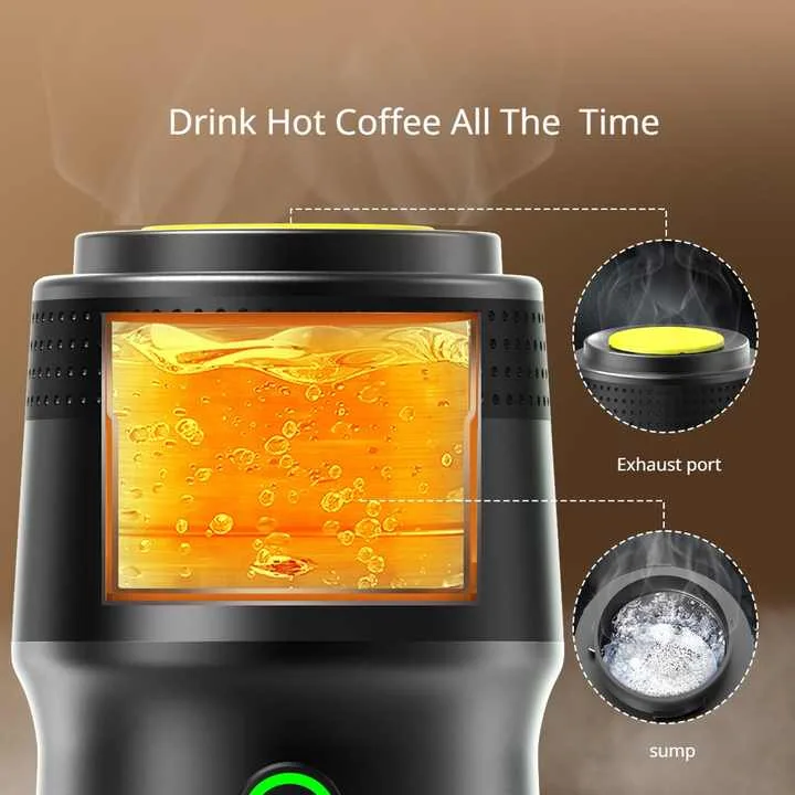 Portable Fully Automatic Espresso Coffee Machine – Universal 3-in-1 Capsule, Coffee Powder & Espresso Maker – Black