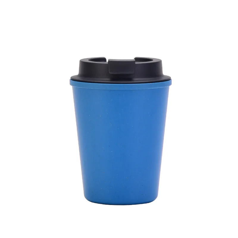 350ml Wheat Straw Double-Layer Coffee Cup – Eco-Friendly and Lightweight – Blue